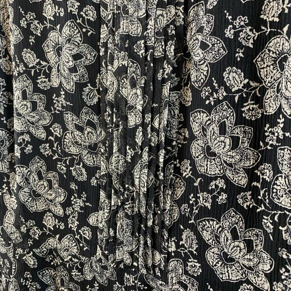 Anne Klein Womens Silk Midi Dress Sz 8 Black Chiffon Floral Flowy Dark Cottage - Picture 9 of 16